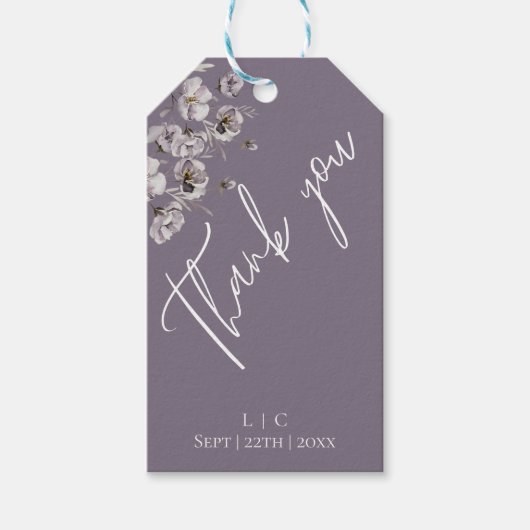 Elegant minimalistisch dunkel lila WasserfarbeViel Geschenkanhänger (Vorderseite)