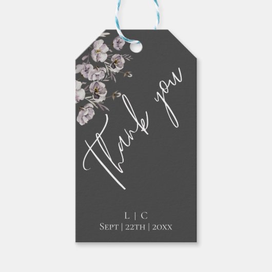 Elegant minimalistisch dunkelgrau, Aquarell Danke Geschenkanhänger (Vorderseite)