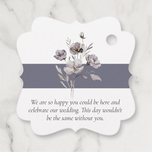 Elegant minimalistisch dunkelgraue AquarellfarbeVi Geschenkanhänger (Rückseite)