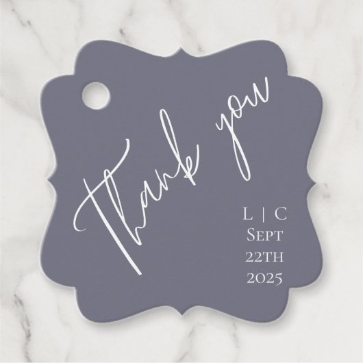 Elegant minimalistisch dunkelgraue AquarellfarbeVi Geschenkanhänger (Vorderseite)