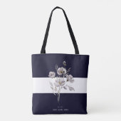 Elegant minimalistisch dunkle Marine Aquarell Brid Tasche (Rückseite)