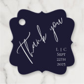 Elegant minimalistisch dunkle Marine Aquarell Dank Geschenkanhänger (Vorderseite)