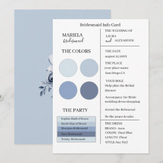 Elegant Minimalistisch Dusty Blue Bridesmaid Einladung