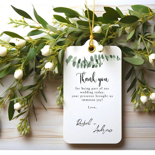 Elegant Minimalistisch Eucalyptus Wedding vielen D Geschenkanhänger