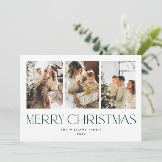 Elegant Minimalistisch Frohe Weihnachten 3 Foto (Stehend Vorderseite)