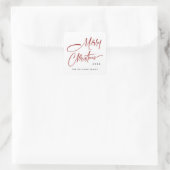 Elegant Minimalistisch Frohe Weihnachten Quadratischer Aufkleber (Tasche)