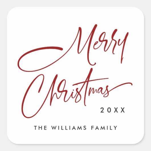 Elegant Minimalistisch Frohe Weihnachten Quadratischer Aufkleber (Vorderseite)