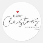 Elegant Minimalistisch Frohe Weihnachten Runder Aufkleber (Vorderseite)