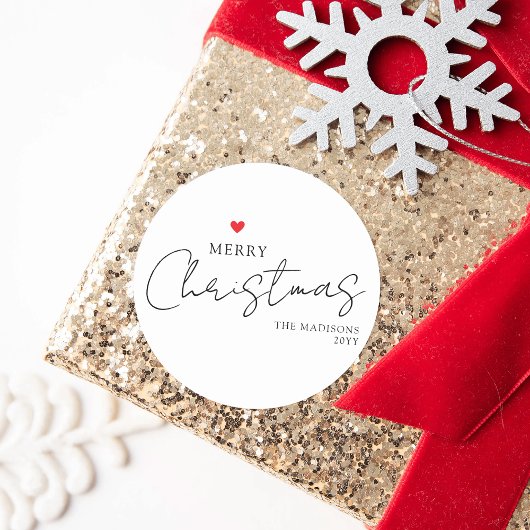 Elegant Minimalistisch Frohe Weihnachten Runder Aufkleber