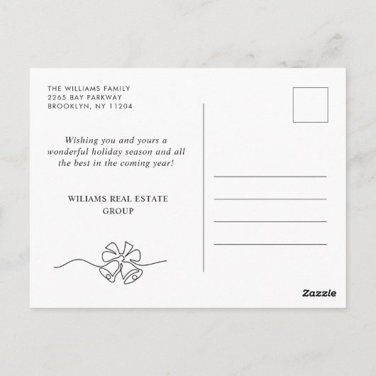 Elegant Minimalistisch frohe Weihnachten Unternehm Postkarte (Rückseite)
