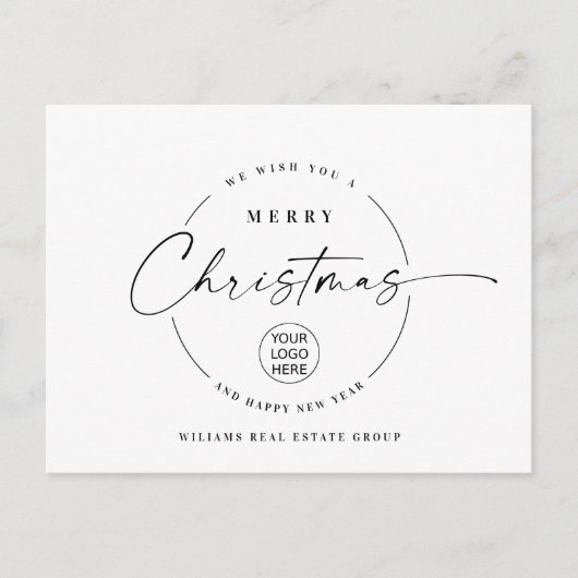 Elegant Minimalistisch frohe Weihnachten Unternehm Postkarte (Vorderseite)