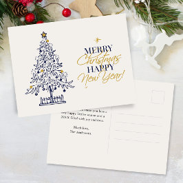 Elegant Minimalistisch frohe Weihnachtsbaum Non-Fo Feiertagspostkarte