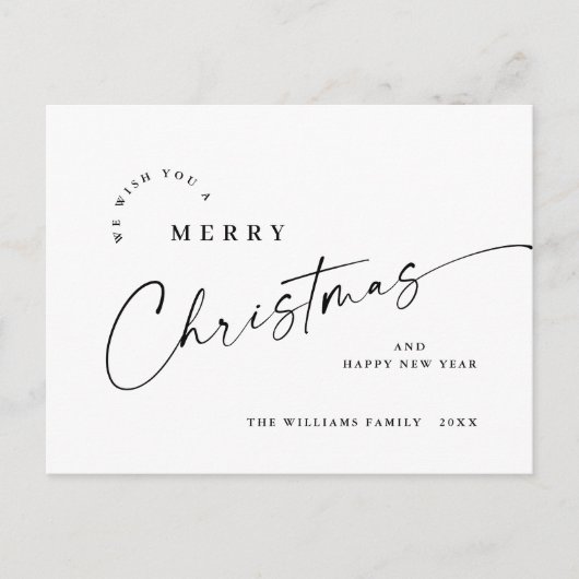 Elegant Minimalistisch frohe Weihnachtsgrüße Postkarte (Vorderseite)