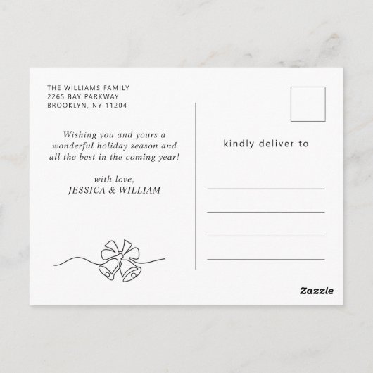 Elegant Minimalistisch frohe Weihnachtsgrüße Postkarte (Rückseite)