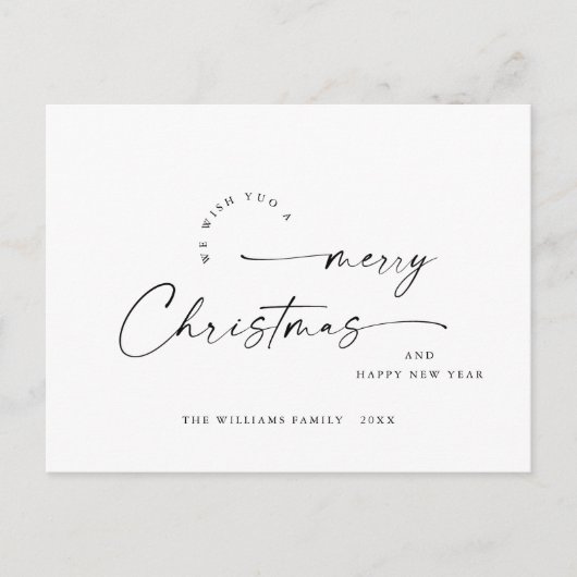 Elegant Minimalistisch frohe Weihnachtsgrüße Postkarte (Vorderseite)