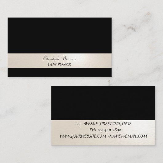 Elegant Minimalistisch, gestreift, schwarz Visitenkarte (Vorne/Hinten)