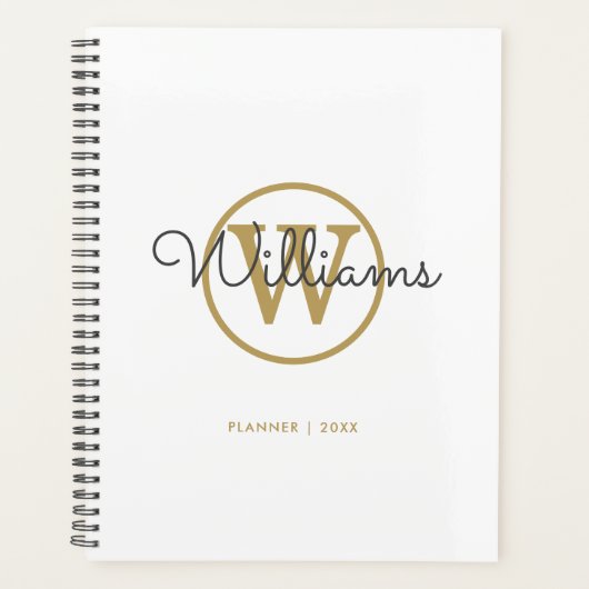 Elegant Minimalistisch Gold Monogram Name 2023 Planer (Vorderseite)