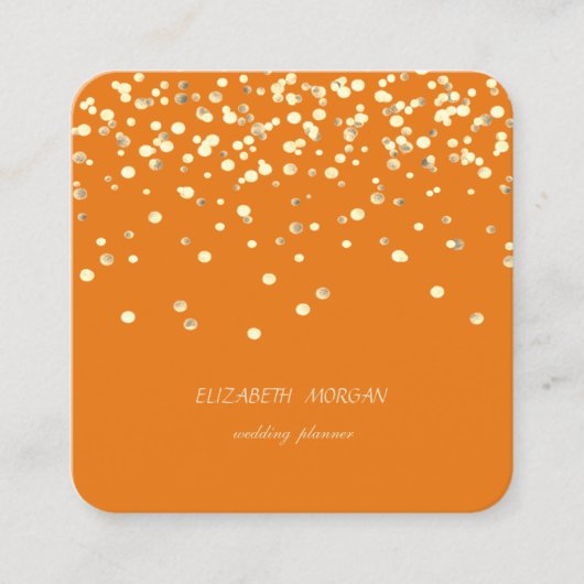 Elegant Minimalistisch, Imitate Gold Confetti Quadratische Visitenkarte (Vorderseite)