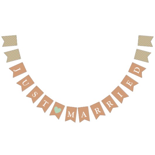 Elegant Minimalistisch Just Married Newlyweds Wimpelkette (Alle)