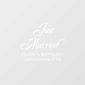 Elegant Minimalistisch Just Married Wedding Fensteraufkleber (Blatt)