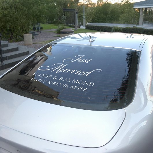 Elegant Minimalistisch Just Married Wedding Fensteraufkleber