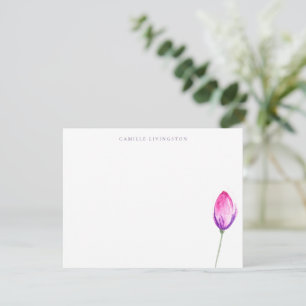Elegant Minimalistisch Lila Rosa BlütenPersonalisi Mitteilungskarte