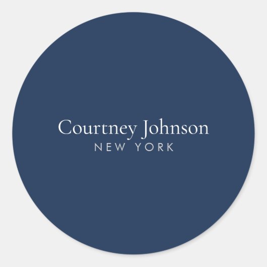 Elegant Minimalistisch Luxury Boutique Navy Blue Runder Aufkleber (Vorderseite)