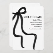 Elegant Minimalistisch mit Black Bow Simple classi Save The Date (Vorne/Hinten)