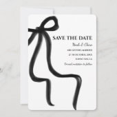 Elegant Minimalistisch mit Black Bow Simple classi Save The Date (Vorderseite)