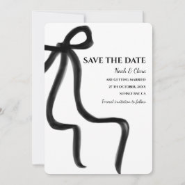 Elegant Minimalistisch mit Black Bow Simple classi Save The Date