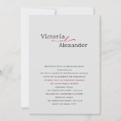 Elegant Minimalistisch mit einer Hochzeit mit rote Einladung (Vorderseite)