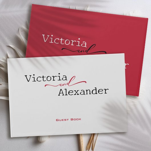 Elegant Minimalistisch mit einer Hochzeit mit rote Gästebuch