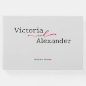 Elegant Minimalistisch mit einer Hochzeit mit rote Gästebuch (Vorderseite)