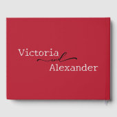 Elegant Minimalistisch mit einer Hochzeit mit rote Gästebuch (Rückseite)