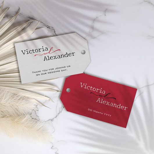 Elegant Minimalistisch mit einer Hochzeit mit rote Geschenkanhänger