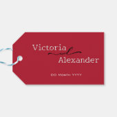 Elegant Minimalistisch mit einer Hochzeit mit rote Geschenkanhänger (Rückseite Horizontal)