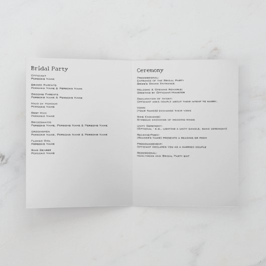 Elegant Minimalistisch mit einer Hochzeit mit rote Programm (Innenseite)