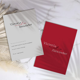 Elegant Minimalistisch mit einer Hochzeit mit rote RSVP Karte