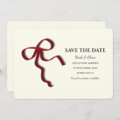 Elegant Minimalistisch mit Red Bow - Einfach klass Save The Date (Vorne/Hinten)