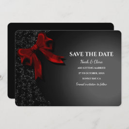 Elegant Minimalistisch mit Red Bow - Simple Classi Save The Date