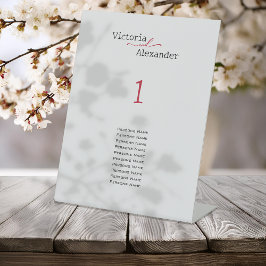 Elegant Minimalistisch mit Tischnummern mit roten  Sockelschild