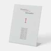 Elegant Minimalistisch mit Tischnummern mit roten  Sockelschild (Vorderseite)