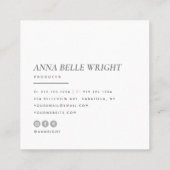 elegant | Minimalistisch Moderne Typografie Einfac Quadratische Visitenkarte (Rückseite)
