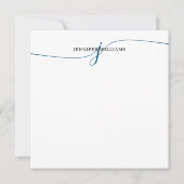 Elegant Minimalistisch Navy Blue Script Monogram Mitteilungskarte (Vorderseite)