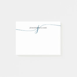 Elegant Minimalistisch Navy Blue Script Monogram Post-it Klebezettel