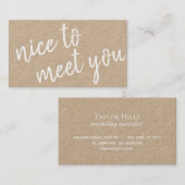 Elegant Minimalistisch Nice to Meet You Greeting K Visitenkarte (Vorne/Hinten)
