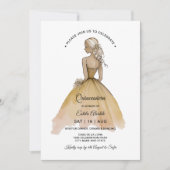 Elegant Minimalistisch Quinceañera Einladung (Vorderseite)