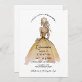 Elegant Minimalistisch Quinceañera Einladung (Vorne/Hinten)
