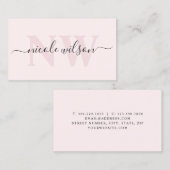Elegant minimalistisch rosa Monogrammname Visitenkarte (Vorne/Hinten)