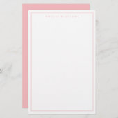 Elegant Minimalistisch rosa Zwei Grenzen Briefpapier (Vorne/Hinten)